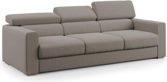 Divani.Store Dylan Sof&aacute; De 3 Plazas Con Pouf Extra&iacute;ble En Tejido Efecto Algod&oacute;n Impermeable 240 Cm Taupe