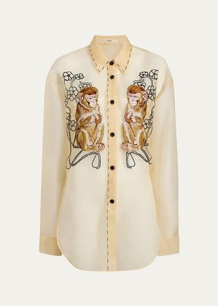 Khaite Goya Embroidered Silk Shirt