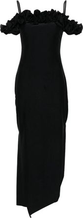 Coperni Ruffle Jurk - Dames - Casual kleedjes - Zwart - M - Satijn - Kleedjes