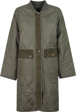 Barbour Dunswell doorgestikt jack - Dames - Mantels - Groen - Maat: M Katoen