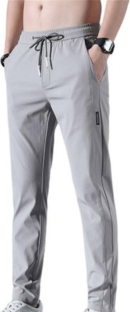 Generic Miracharm Pants for Men, Unisex Quick Dry Pull - On Stretch Pants, Drawstring Straight Leg with Pockets (Light Gray,4XL)
