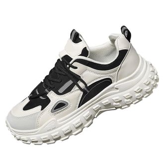 Generic Mens Sports Shoes Korean Version Chunky Casual Sneakers Breathable Soft Cushioned Footbed Walking Shoes, Non-Slip Lace-Up Fashion Trainers Outdoor Jog