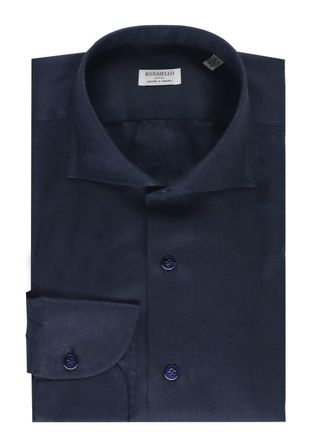 Borriello Navy Blue Linen Casual Shirt