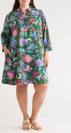Sugarlips Elara Ruella Floral Ruffle Dress in Emerald-Multi at Nordstrom, Size 1X