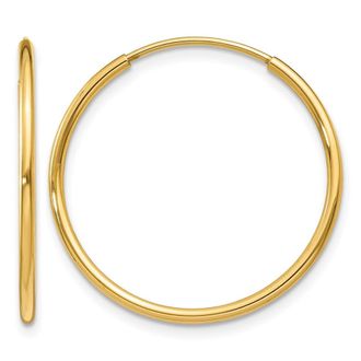 Diamond2Deal 14k Gold 1.20mm Round Hoop Earring 25 mm