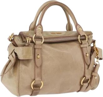 Miu Miu Pre-owned 197/B Hand Bag - Dames - Vintage Handtas - Beige - ONE Size - Leer - Vintage