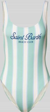 MC2 Saint Barth Slim Fit Badeanzug mit Logo-Print Modell Lora in Mint, Gr&ouml;&szlig;e XL