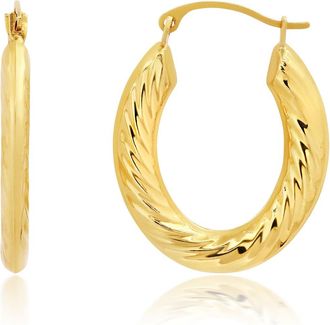 MAX + STONE Solid 14K Yellow Gold 23MM Chunky Twist Hoop Earrings with Click-top Closure