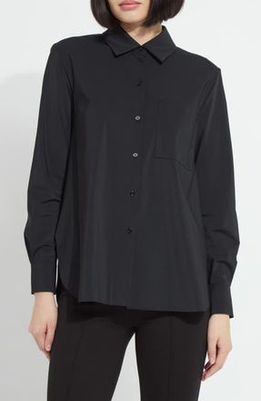 Lyss&eacute; Schiffer 2.0 Microfiber Button Down Shirt in Black at Nordstrom, Size X-Small