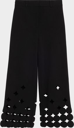 Akris Chieko Dot Cut-Out Straight-Leg Crop Pants