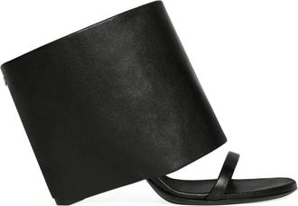 Courr&egrave;ges Oblique Wedged leren muiltjes - Dames - Muiltjes - Zwart - 38 EU - Leer - Schoenen