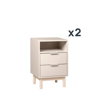 Klast Pack 2 mesitas de noche efecto madera lacado perla 40 x63