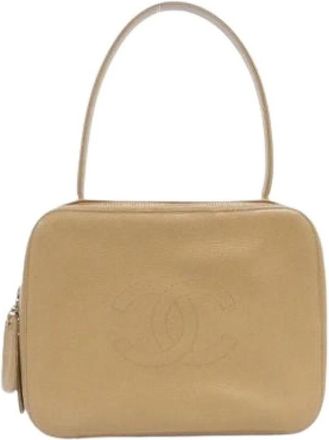 Chanel Pre-owned Vintage Handtas - Dames - Vintage Handtas - Beige - ONE Size - Leer - Vintage