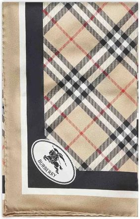 Burberry Accessoires, Dames, Beige, ONE Size, Check Zijden Sjaal