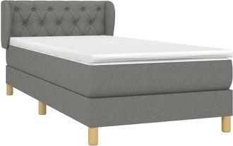 vidaXL Cama Box Spring Con Colch&oacute;n Tela Gris Oscuro 80x200 Cm Vidaxl