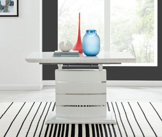 Furniturebox Renato 120cm 4 / 6 Seat Modern High Gloss Extending Dining Table in White