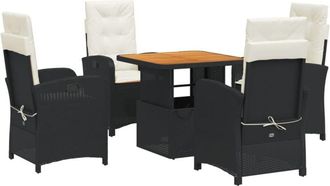 vidaXL Set De Muebles Jard&iacute;n 5 Pzas Con Cojines Rat&aacute;n Sint&eacute;tico Negro Vidaxl