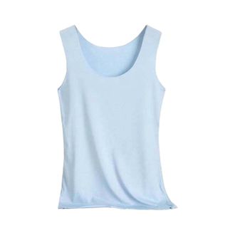 Generic Womens Summer Seamless Ice Silk Vest Tank Tops Breathable Slim Fit Camisole For Layering Under Dresses, Casual Outfits Soft Stretch Comfortable Sleeve