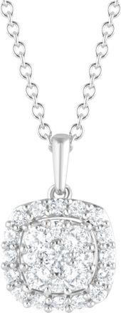Grown Brilliance 1 Carat Round Lab Grown Halo Diamond Pendant Necklace in Sterling Silver, Cushion Shape, G-H Color, SI2-I1 Clarity