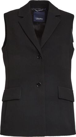 Max Mara Straight-fit cady gilet - Dames - Gillet - Zwart - S - Leer - Kostuums