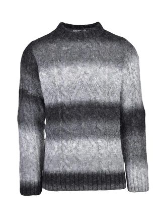 Daniele Alessandrini Gradient Cable Knit Crewneck Sweater by Daniele Alessandrini
