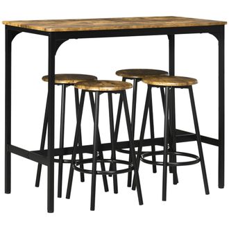 STILVORA Juego De Mesa De Bar De 5 Piezas Con 4 Taburetes De Bar, Mesa De Cocina En Dise&ntilde;o Industrial R&uacute;stico-marr&oacute;n, Grupo De Comedor Para Cocina Y Bar