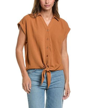 Adrianna Papell Dropped Shoulder Button Down Blouse