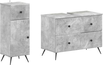 vidaXL Juego De Gabinete De Ba&ntilde;o De 2 Piezas Breda Gris Hormig&oacute;n Vidaxl