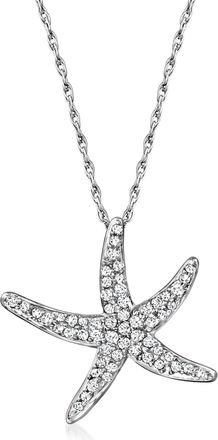 Ross-Simons Diamond Starfish Pendant Necklace in Sterling Silver