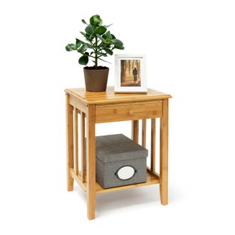 Relaxdays Relaxdays - Tavolino Da Salotto E Bagno, Porta Fiori, Comodino Con Cassetto, Hlp: 51,5 X 40,5 X 30,5 Cm, Colore Naturale