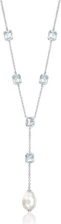 Ross-Simons Rhodium-Plated Y-Necklace With Simulated Blue Gemstones and Pearl
