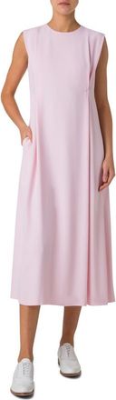Akris Pleated Crepe Midi Dress in Blush at Nordstrom, Size 10