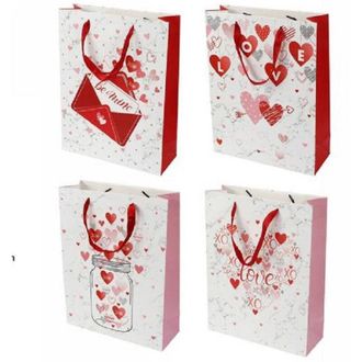 Trade Shop Trade Shop - Set 6 Buste Regalo Sacchetto San Valentino 31x11x42 Cm 71089 Fantasie Assortite
