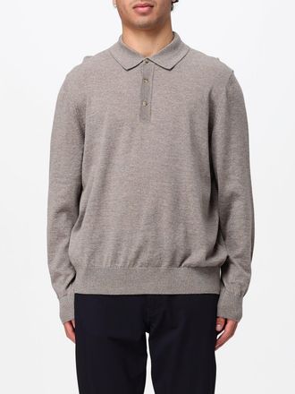 HUGO BOSS Polo a maniche lunghe in maglia di pura lana vergine