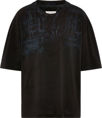 Maison Margiela Black Faded Graphic Oversized Cotton T-Shirt