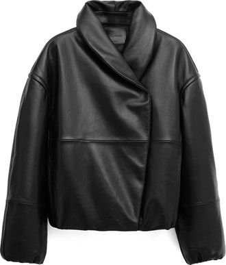 Mango Oversize Leather Jacket in Black at Nordstrom, Size Large