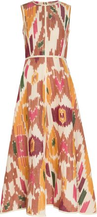 Emporio Sirenuse Clodette Printed Cotton and Linen-blend Midi Dress - Pink - 46 (UK14 / L)