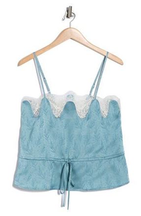NSR Scalloped Lace Trim Satin Camisole in Light Blue at Nordstrom Rack, Size X-Small