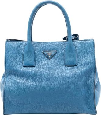 Prada Pre-owned Handbags, female, Blue, Size: ONE SIZE Pre-owned Leather Tote Bag