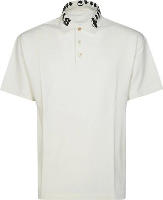 Palm Angels Neck Logo Polo S/S - Heren - Polos - Wit - M - Tops