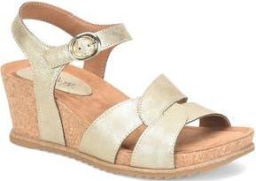 S&ouml;fft Tressa Ankle Strap Wedge Sandal in Gold at Nordstrom Rack, Size 7.5