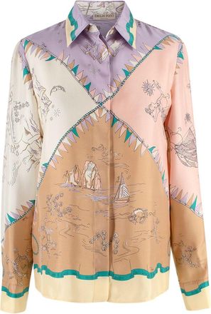 Emilio Pucci Pastel Printed Silk Blouse Size XS