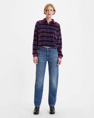 Levi's Womens Levis Middy Jeans Blue Denim Dark Wash Straight Leg Zip Fly GBO2230
