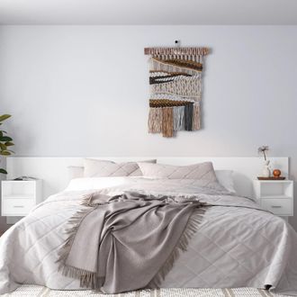 vidaXL Cabecero De Cama Con Mesitas Madera Contrachapada Blanco Vidaxl