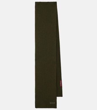 Gucci Logo ribbed-knit wool scarf