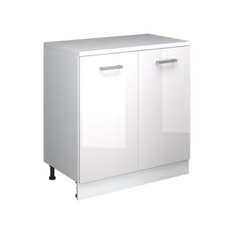 Vicco Armario De Cocina Para Techo Inclinado R-line, Blanco Alto Brillo, 80 Cm Sin Inclinaci&oacute;n Con 2 Puertas, Vicco