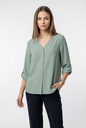 Only Shirtbluse ONLY ONLJANA METTE V-NECK LS SHIRT NOOS WVN, Damen, Gr. XS, jadeite, Web, Obermaterial: 100% Polyester, unifarben, regular fit normal, V-Au