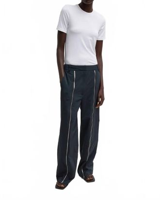 Tibi Nylon Zipper Trouser In Black