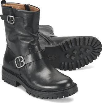 S&ouml;fft Womens Amberlynn Waterproof Leather Moto Boots In Black