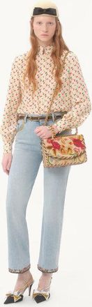 Valentino Camicia In Crepe De Chine Stampa Cherryfic Donna BETULLA/ROSSO CILIEGIA 36